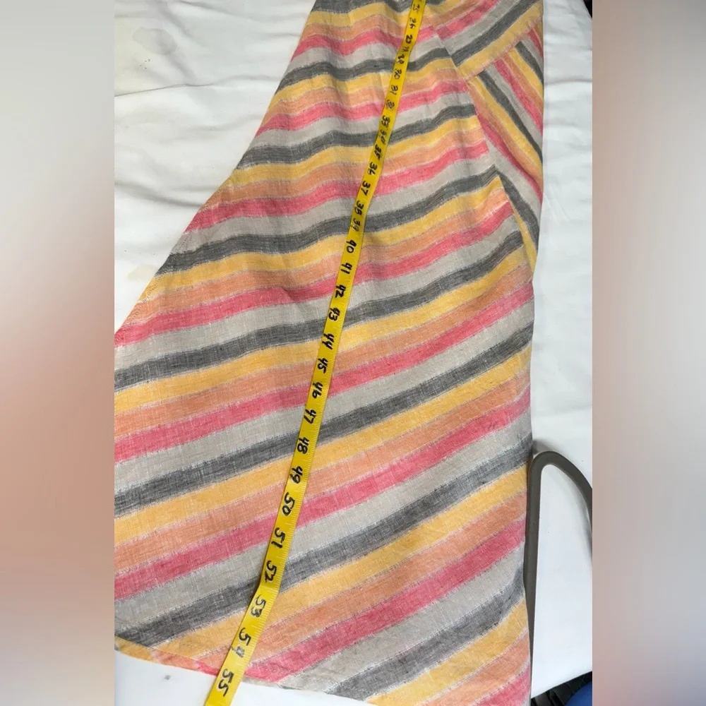 PURE JILL Pink, gray & yellow Linen sleeveless V neck maxi sundress size 3X - Picture 16 of 16